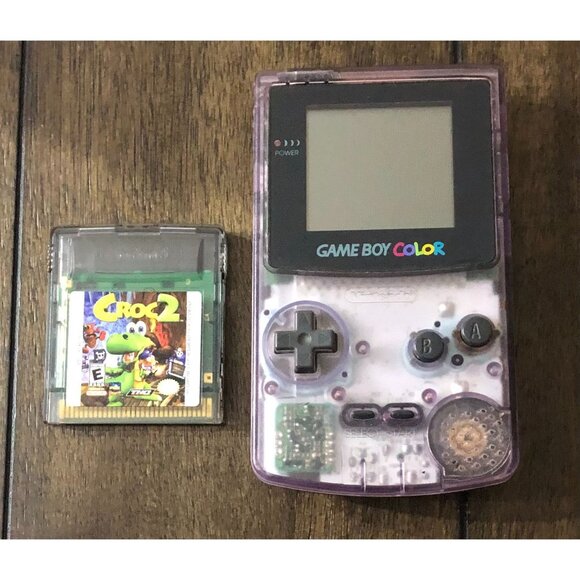 Nintendo Gameboy Color Atomic Purple Handheld Console Bundle with Game